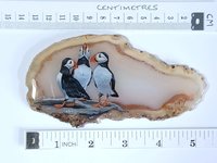 Puffins Painting on Agate