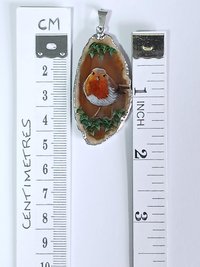 Robin Hand Painted Agate Pendant