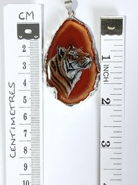 Tiger Hand Painted Agate Pendant
