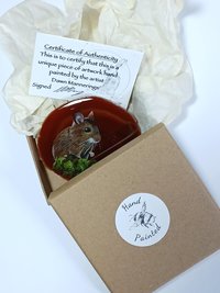 Wood Mouse Painting on Agate