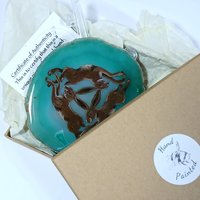 Three Hares Painting on Agate