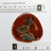 Brown Hare Painting on Agate