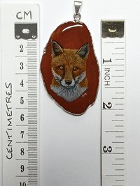 Red Fox Hand Painted Agate Pendant