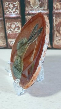 Brown Hare Painting on Agate