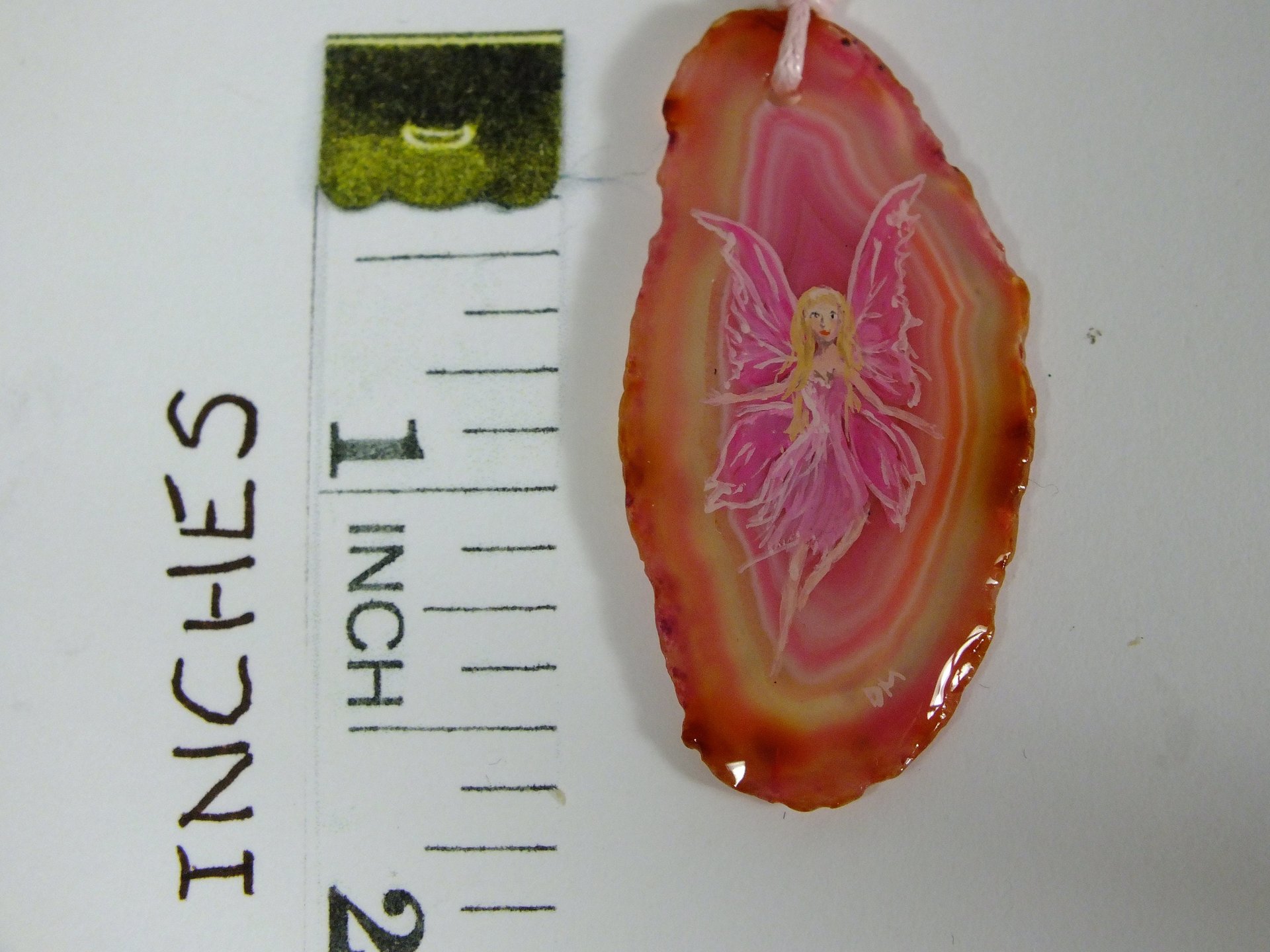 Hand Painted Fairy Agate Pendant