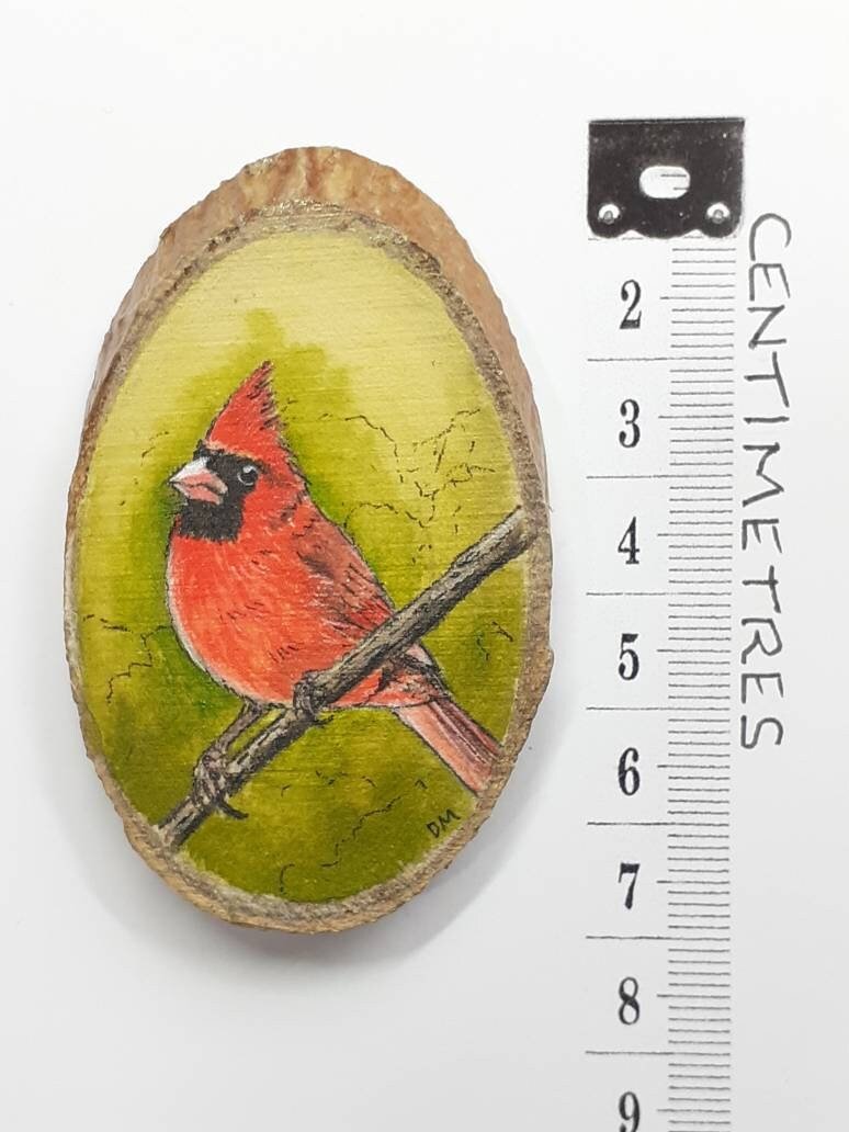 Northern Cardinal Bird Painting on Wood