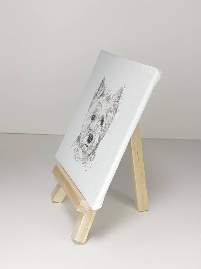 West Highland terrier print on mini canvas