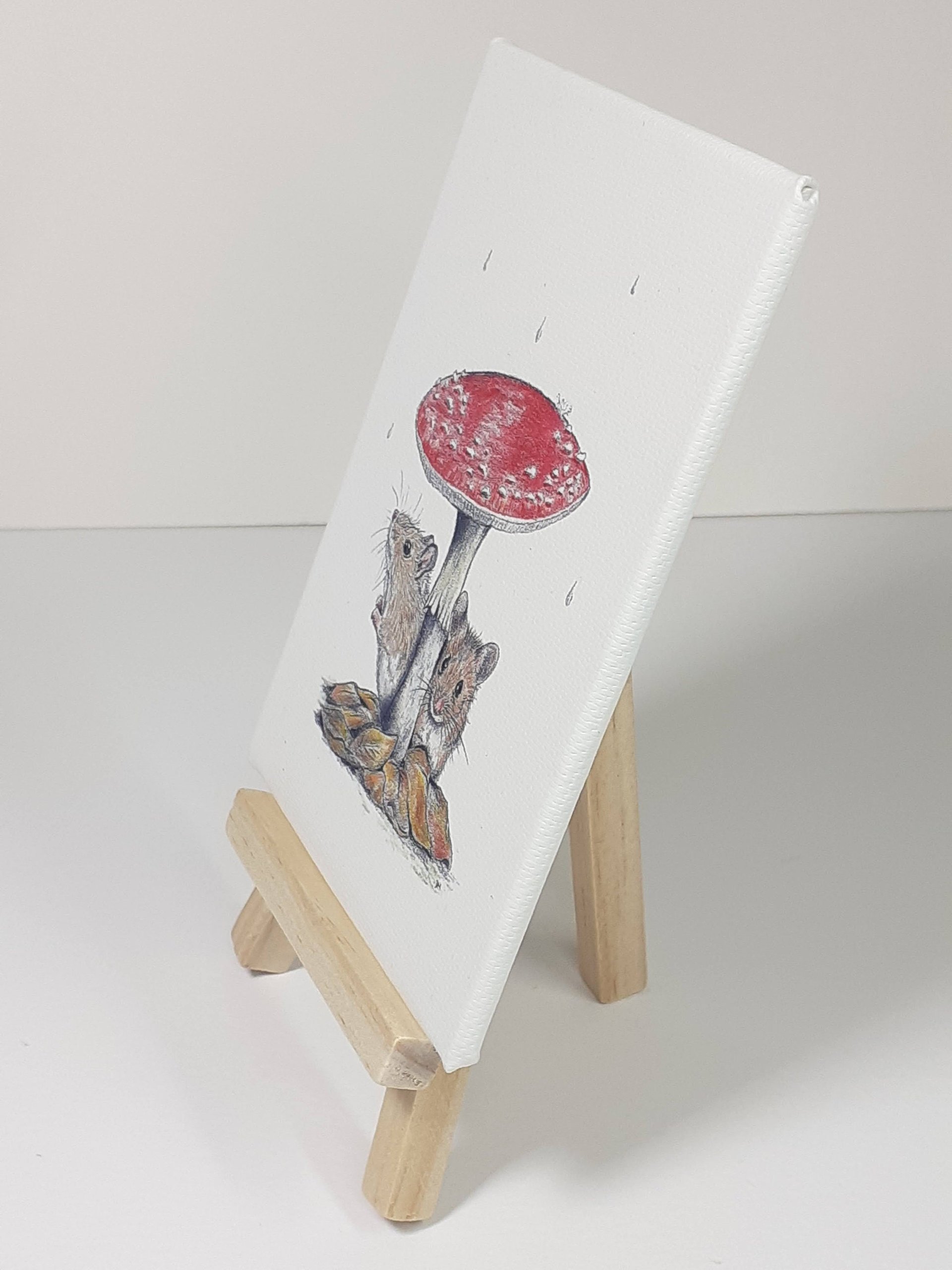 Mice miniature art print on canvas