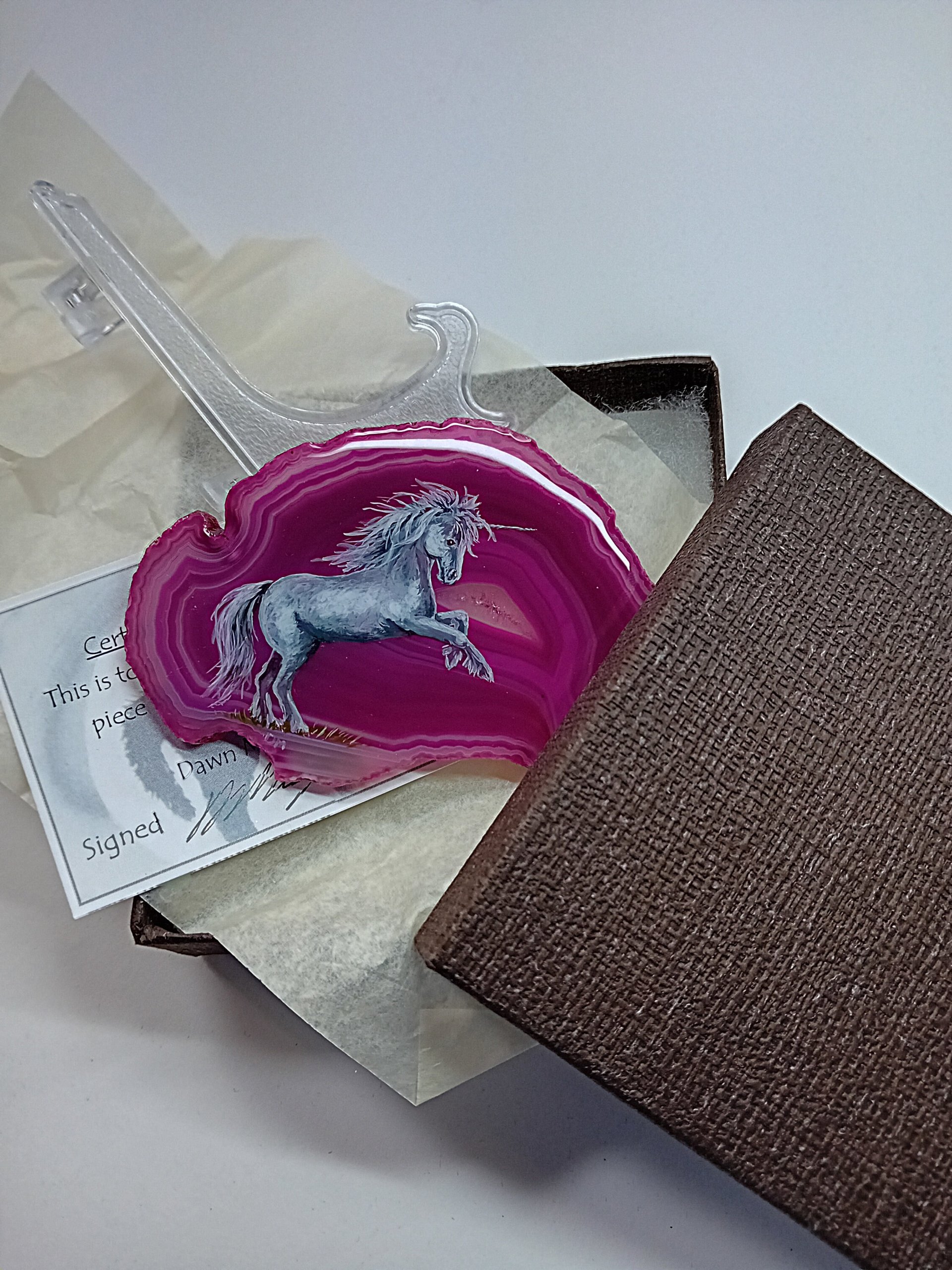 Unicorn Painting on Agate