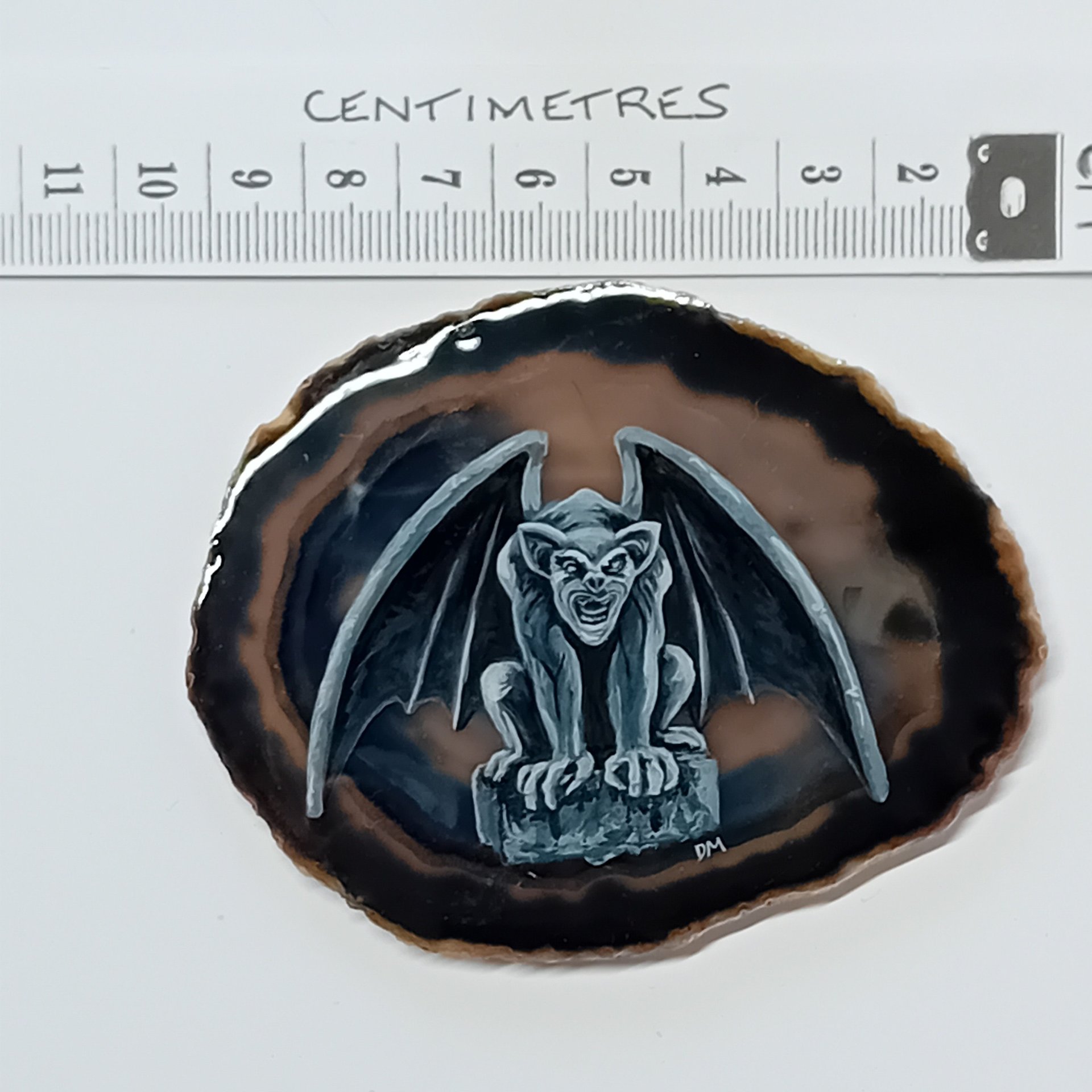 Gargoyle Painting on Agate