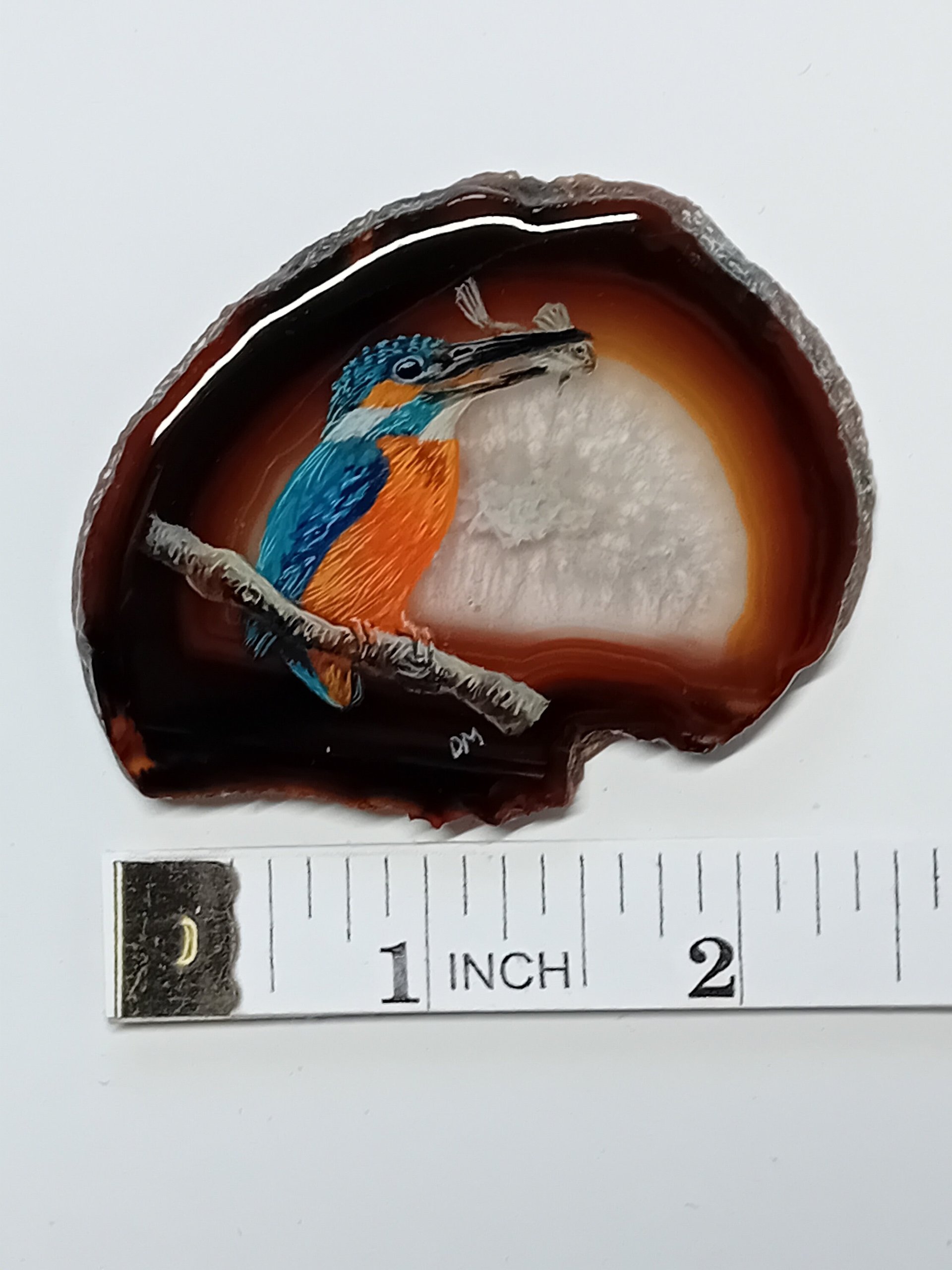 Kingfisher Painting on Agate