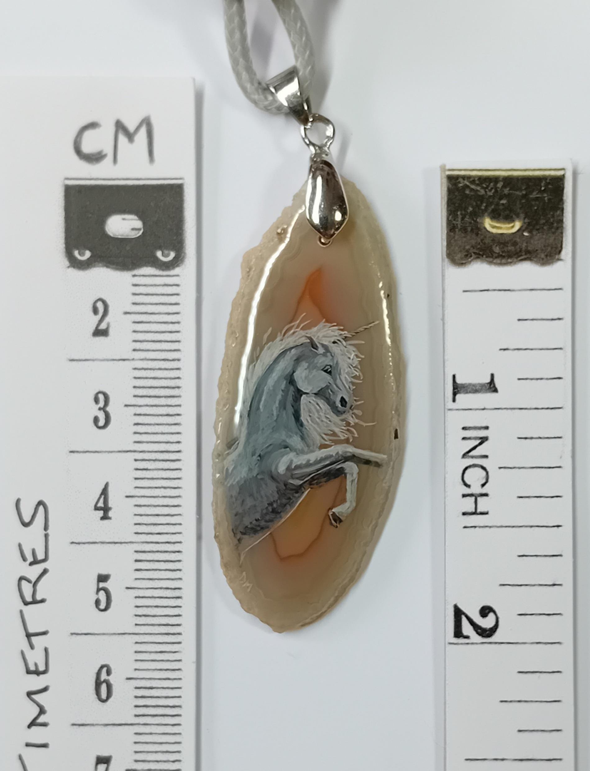 Unicorn Hand Painted Agate Pendant
