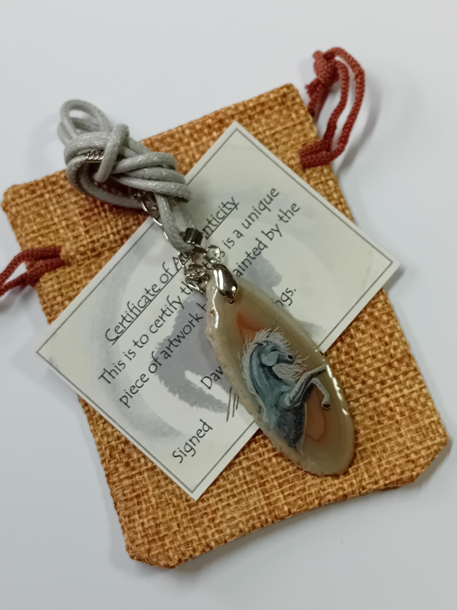 Unicorn Hand Painted Agate Pendant