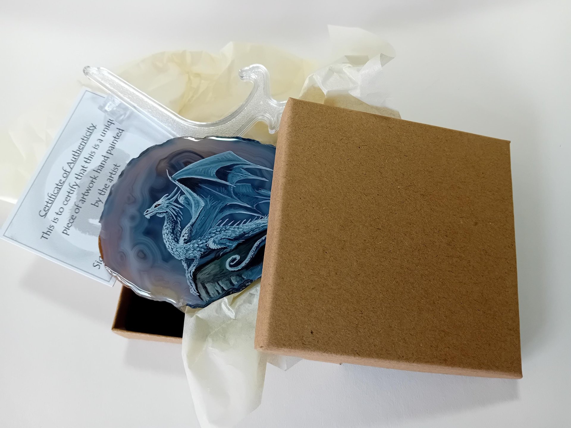 Dragon Hand Painted on to Agate
