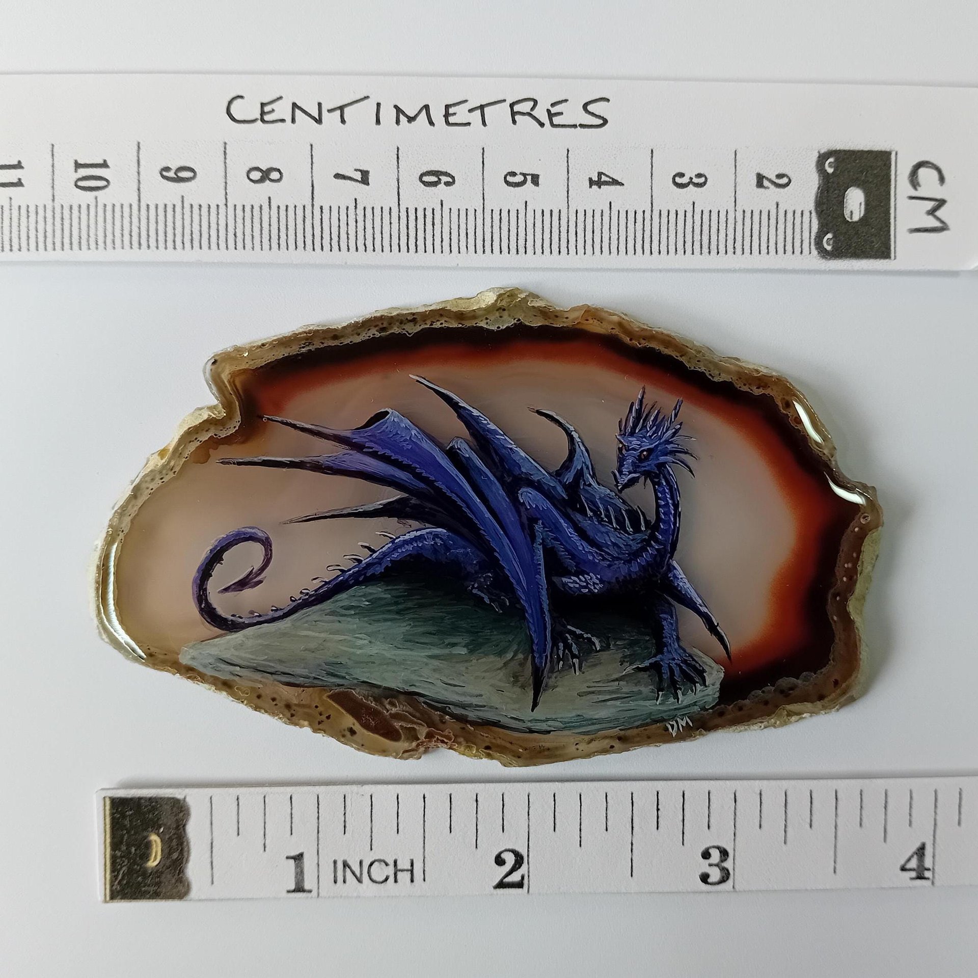 Dragon Hand Painted on to Agate