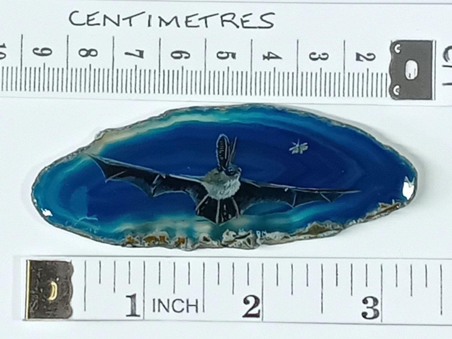 Long-eared Bat Painting on Agate