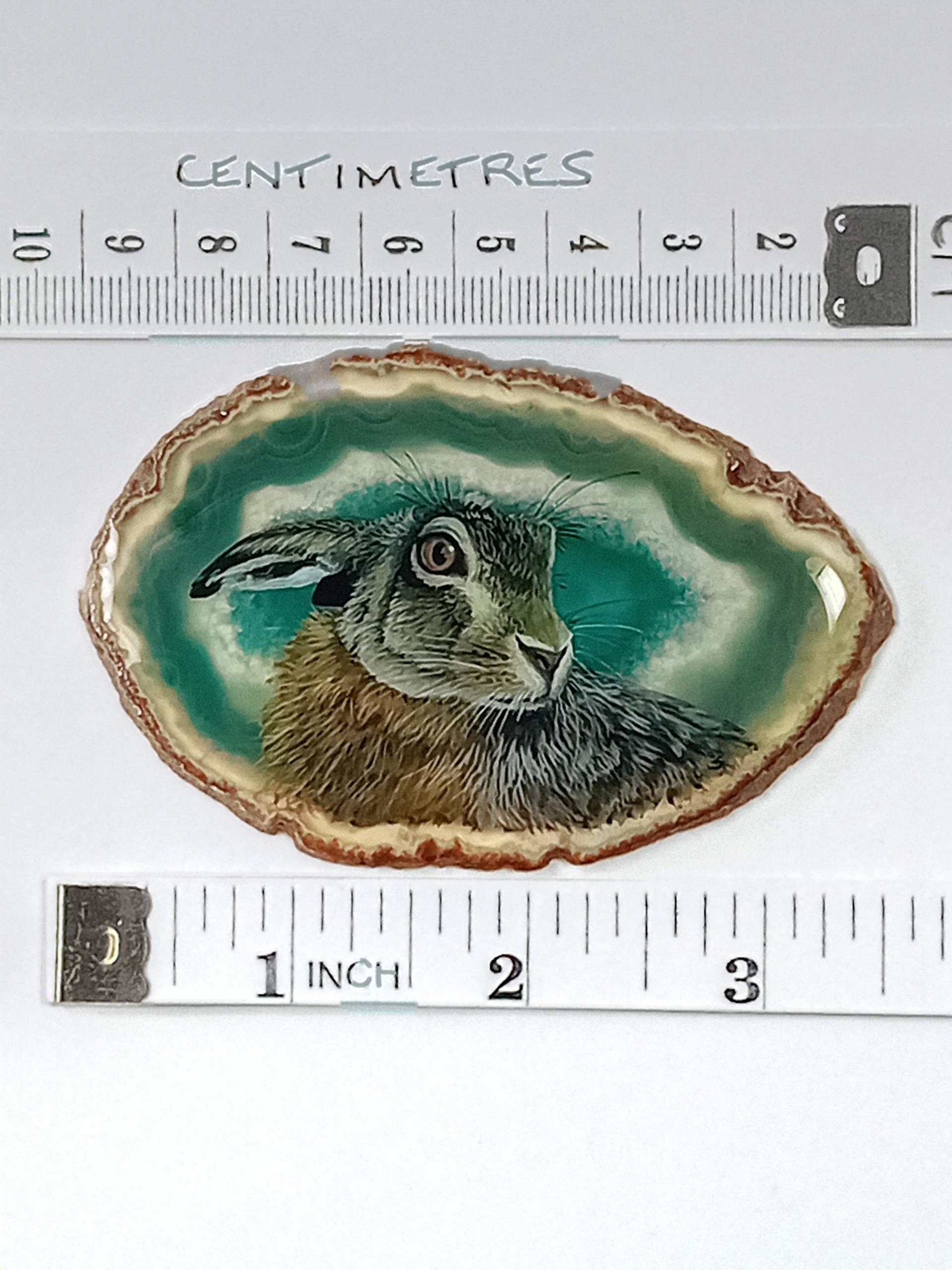 Brown Hare Painting on Agate