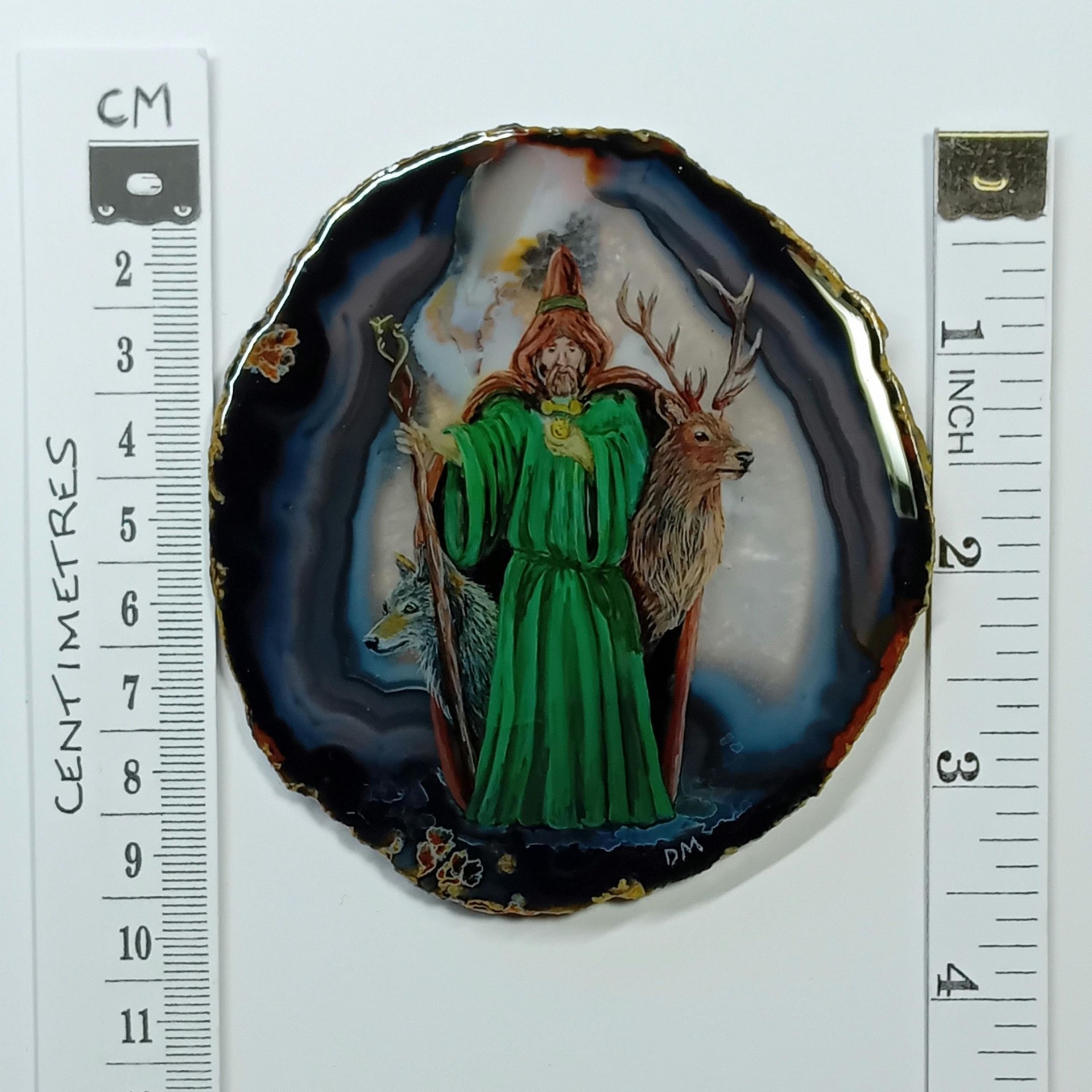 Merlin Painting on Agate