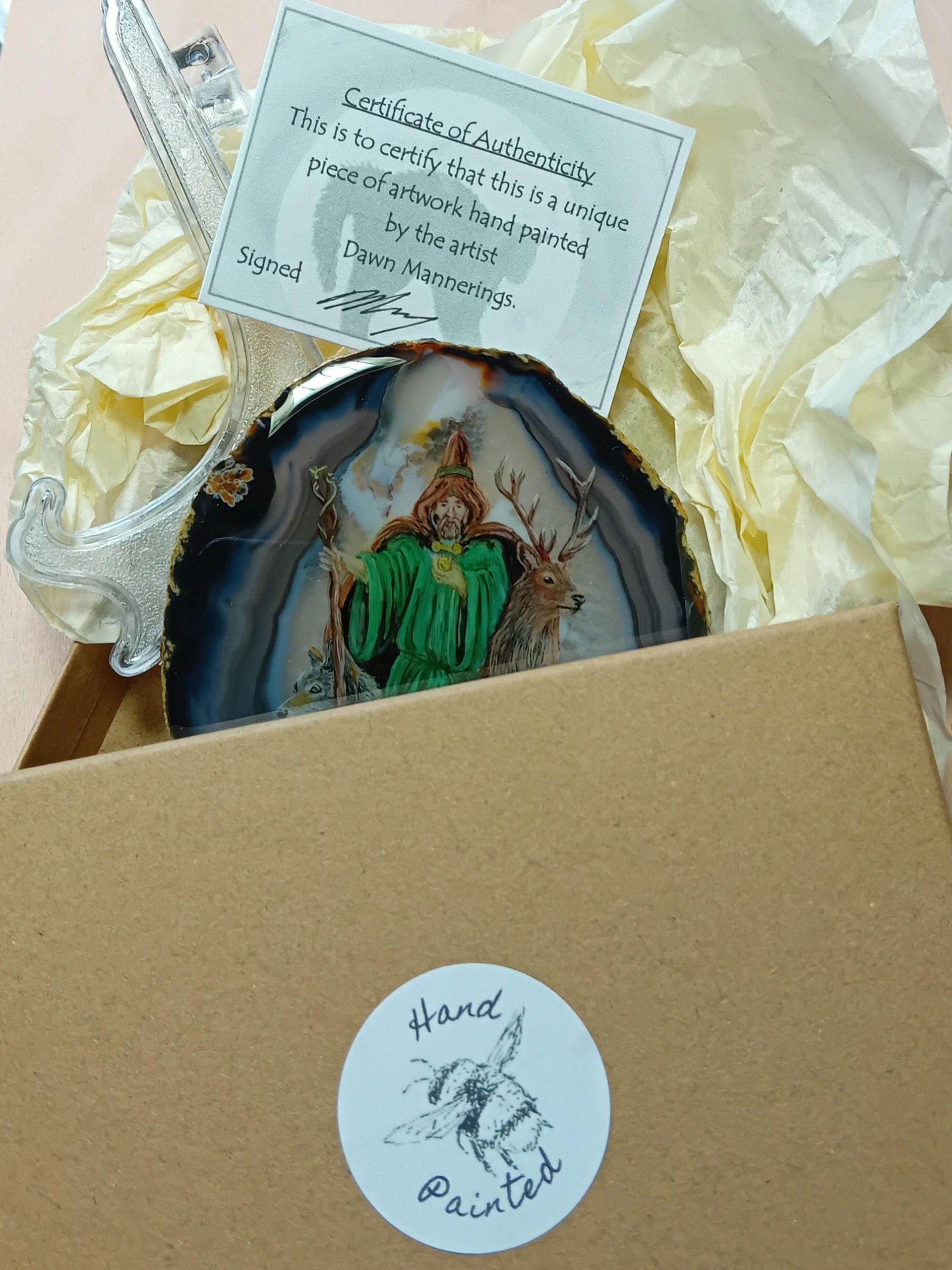 Merlin Painting on Agate