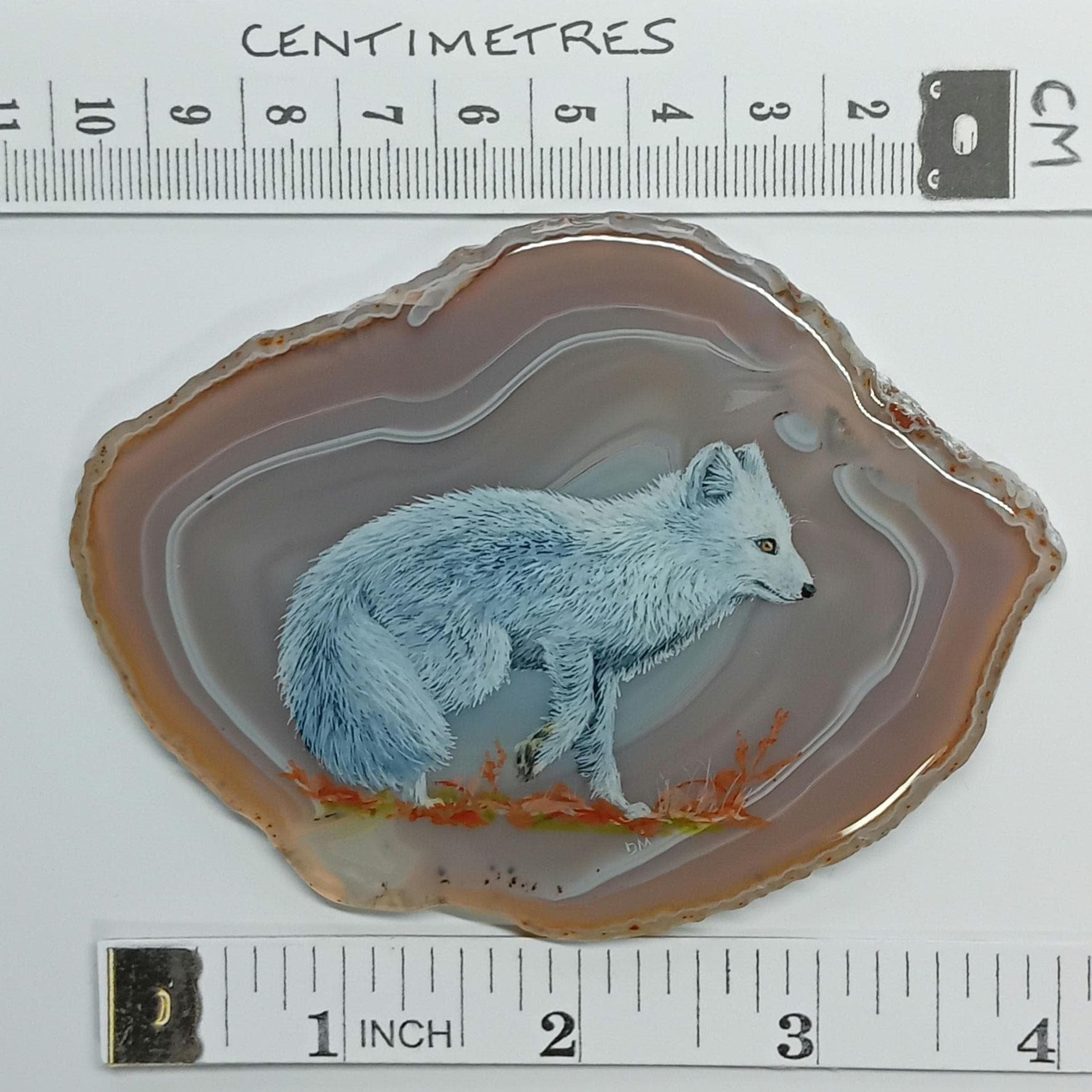 Arctic Fox Painting on Agate