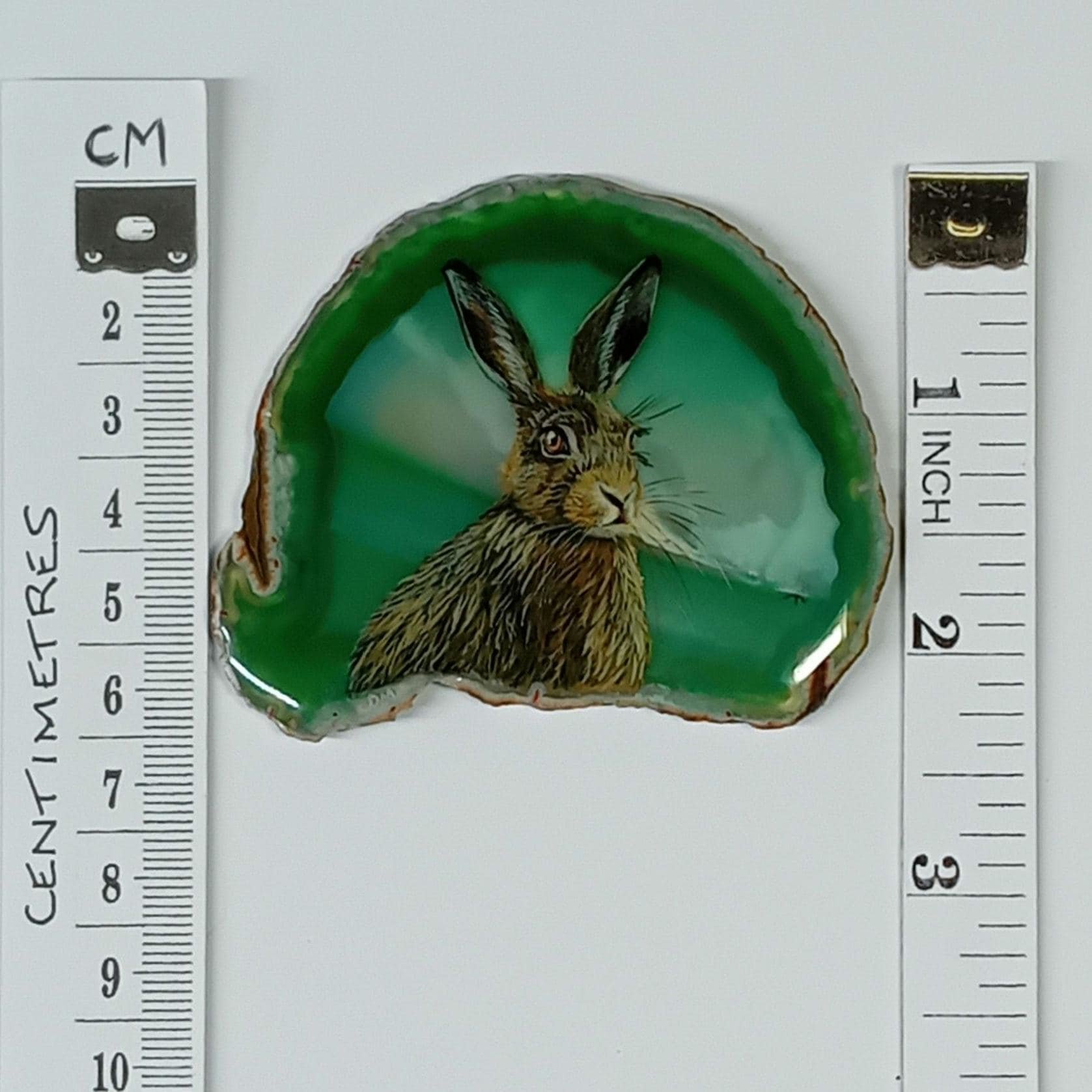 Brown Hare Painting on Agate