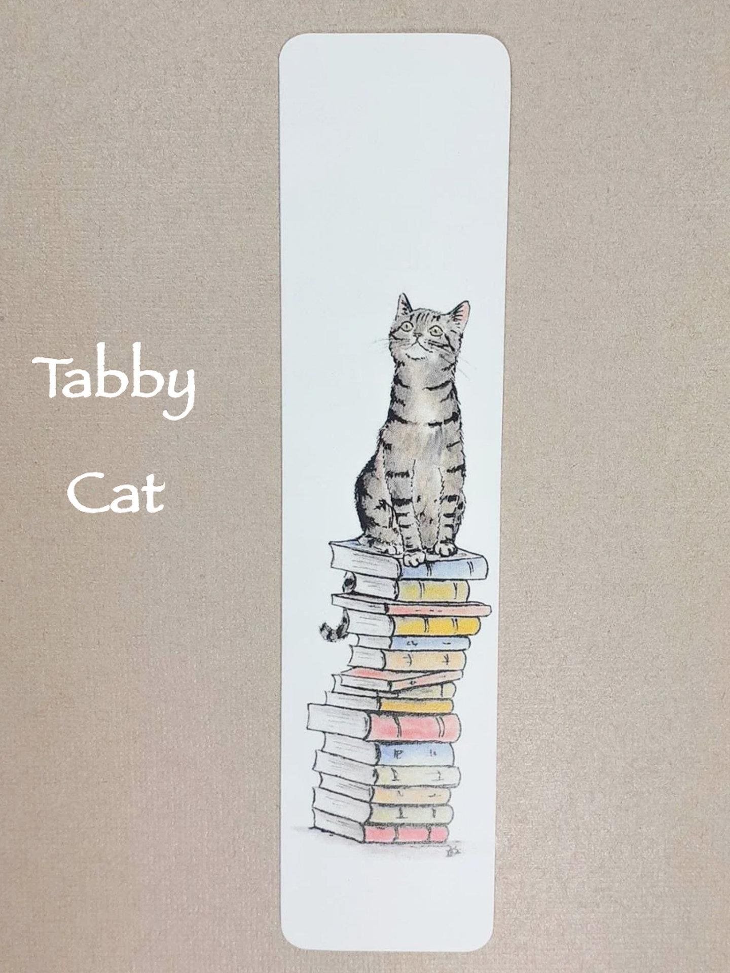 Cats on Books Bookmark, Tabby, Black, Black and White, Ginger and White, Ginger,  White, Tabby and White, Tuxedo