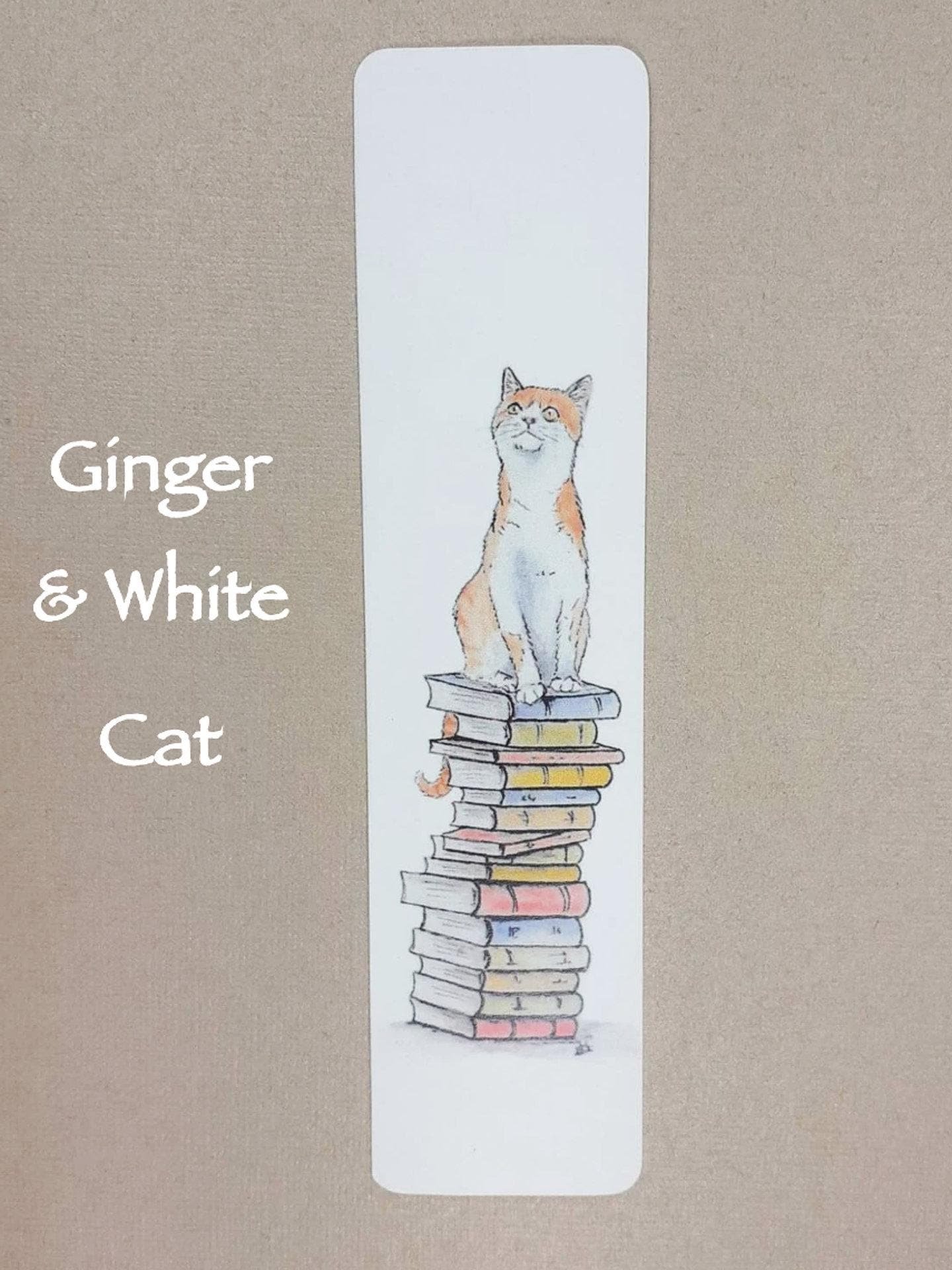 Cats on Books Bookmark, Tabby, Black, Black and White, Ginger and White, Ginger,  White, Tabby and White, Tuxedo
