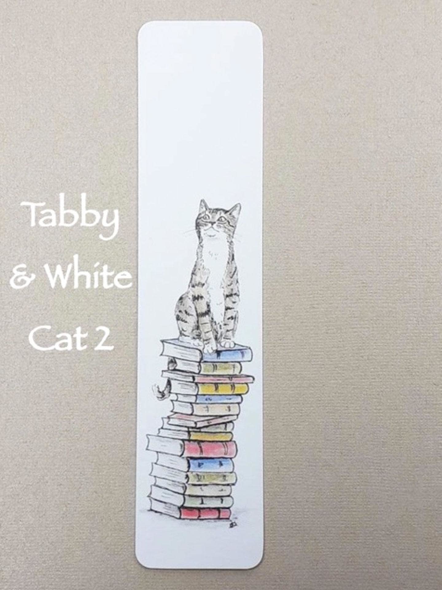 Cats on Books Bookmark, Tabby, Black, Black and White, Ginger and White, Ginger,  White, Tabby and White, Tuxedo