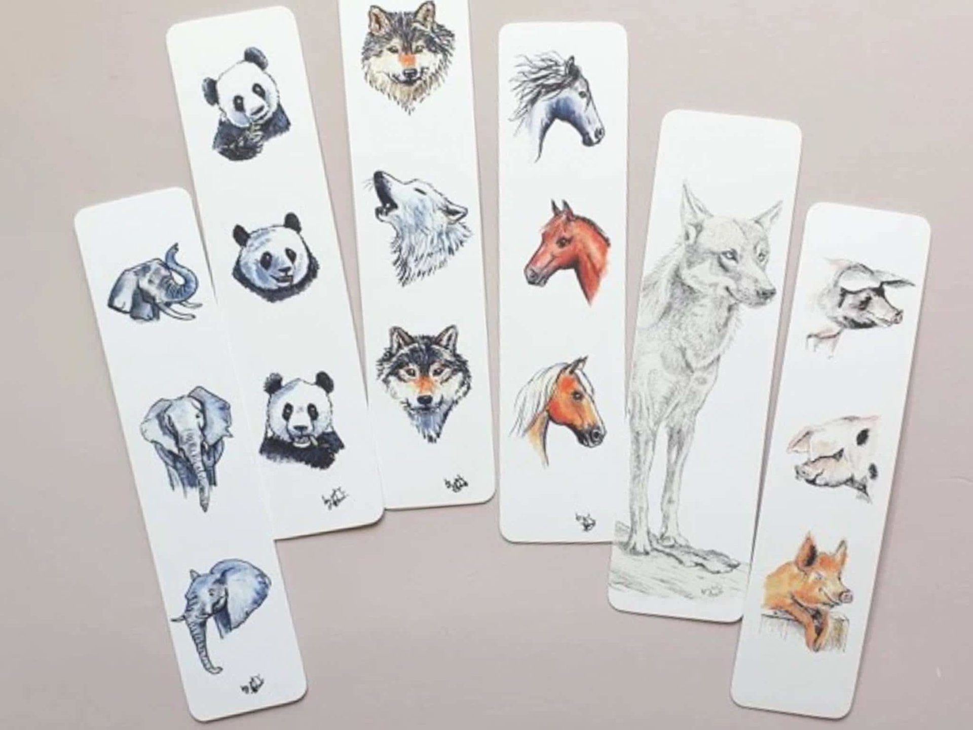 Animal Bookmark, Elephant Bookmark, Panda Bookmark, Wolf Bookmark, Horse Bookmark, Pig Bookmark