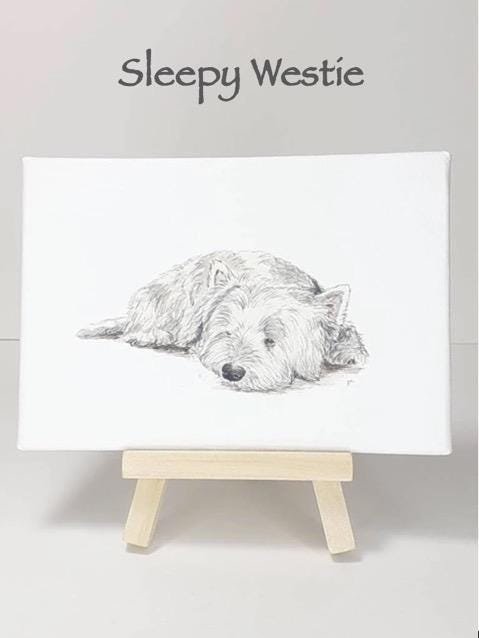 West Highland terrier print on mini canvas