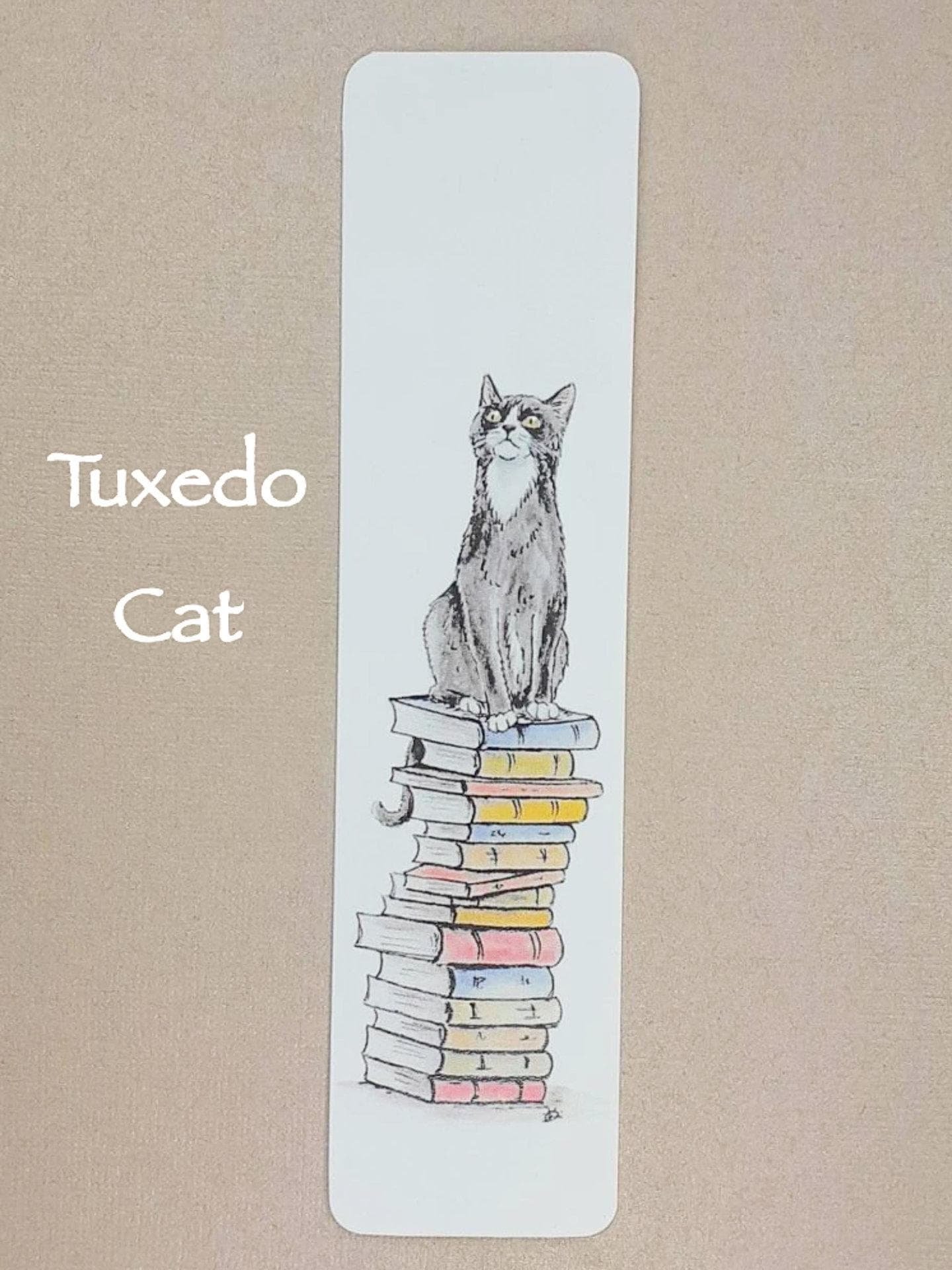 Cats on Books Bookmark, Tabby, Black, Black and White, Ginger and White, Ginger,  White, Tabby and White, Tuxedo