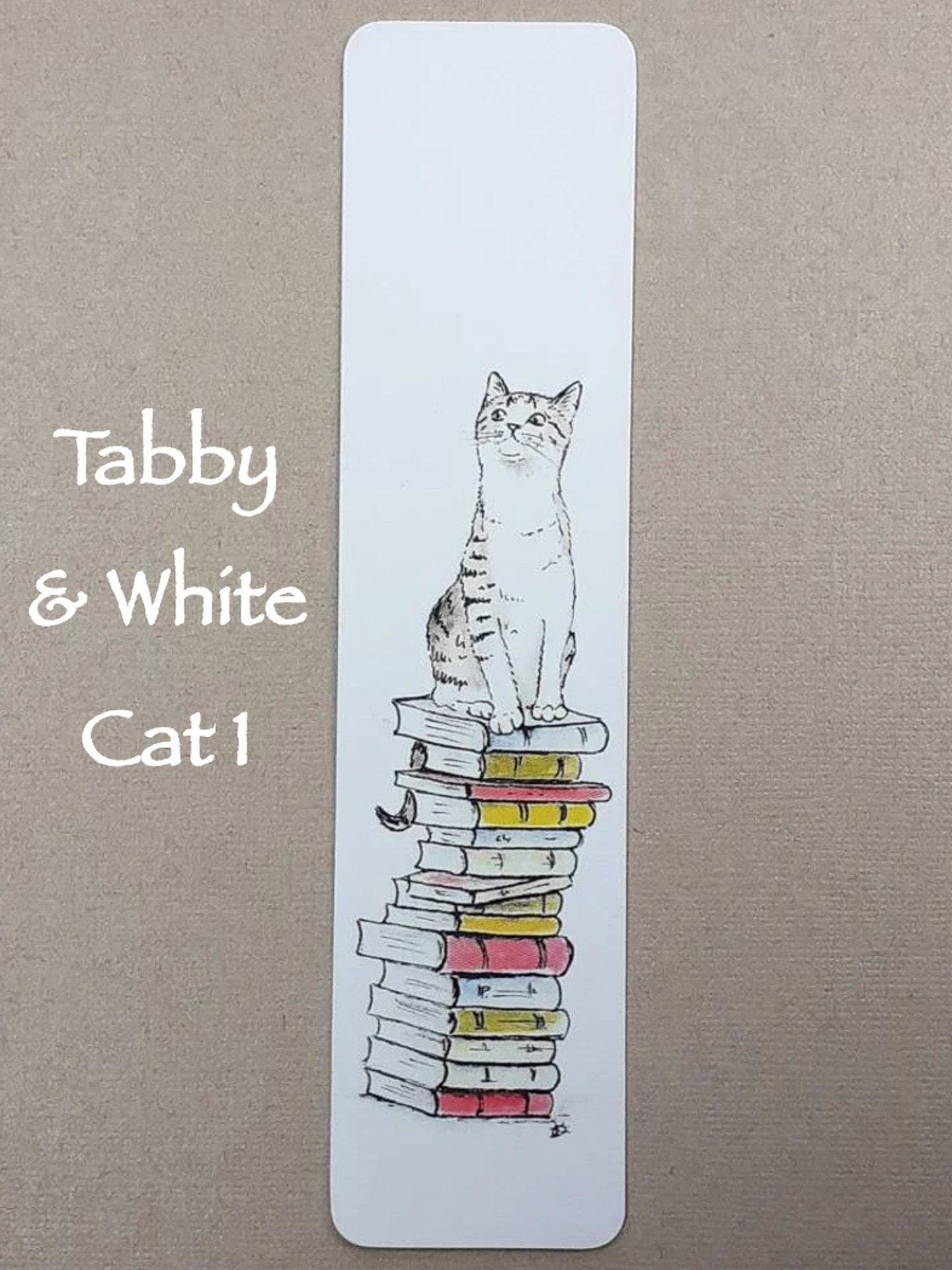 Cats on Books Bookmark, Tabby, Black, Black and White, Ginger and White, Ginger,  White, Tabby and White, Tuxedo
