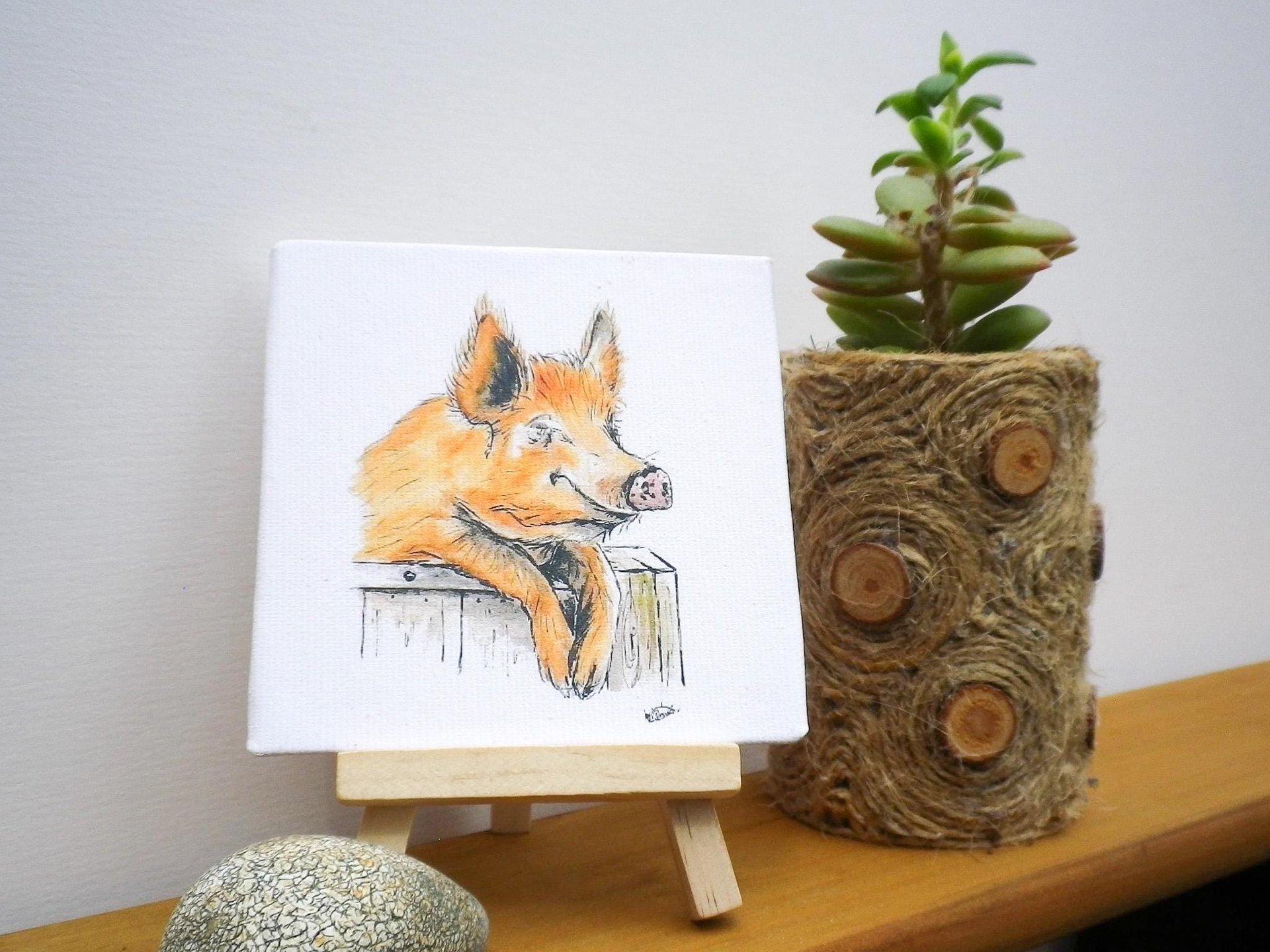 Pig miniature art print, Gloucester old spot, Tamworth, saddleback, rare breed pig prints