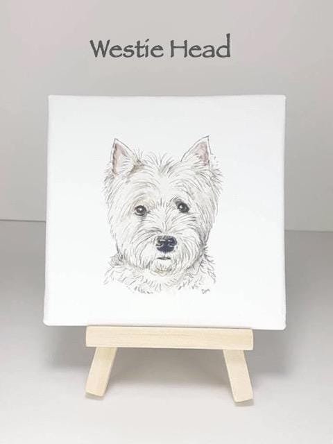 West Highland terrier print on mini canvas