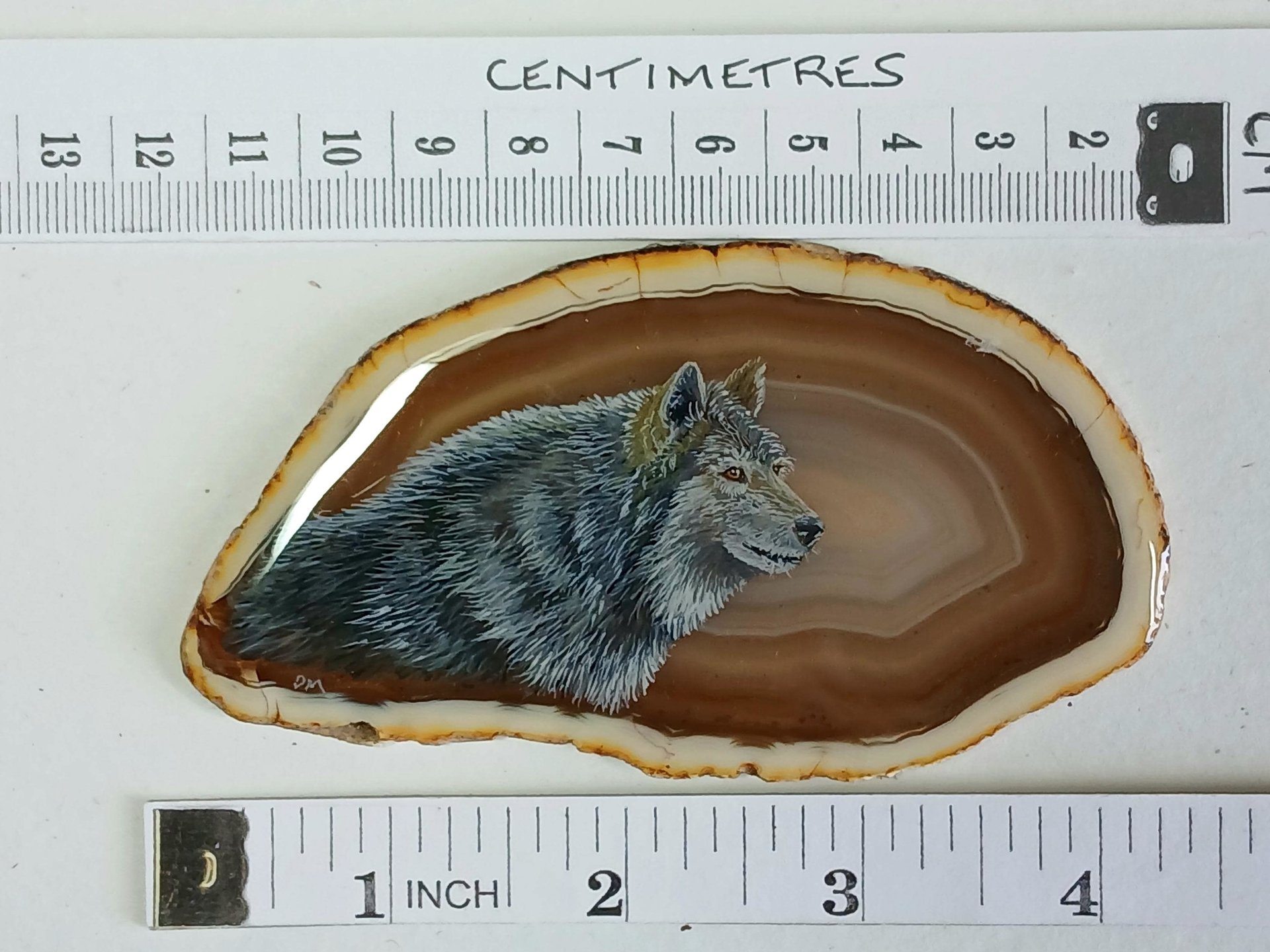 Wolf Painting on Agate