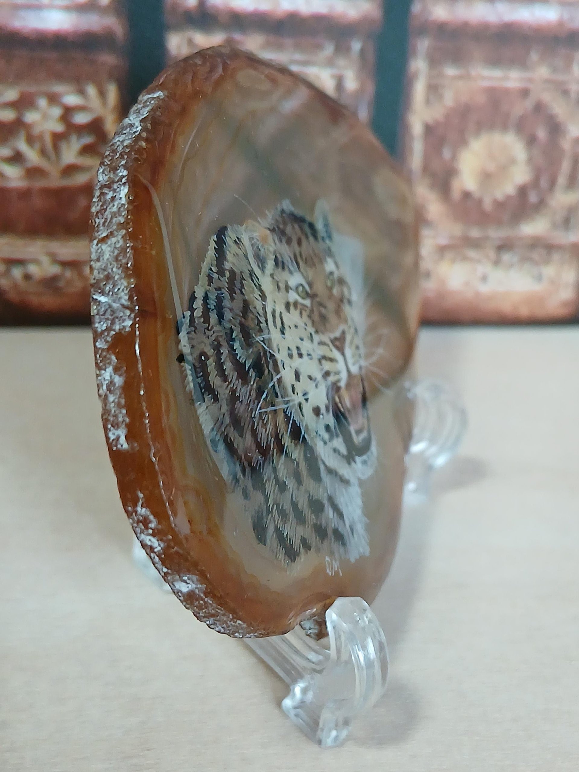 Amur Leopard Painting on Agate