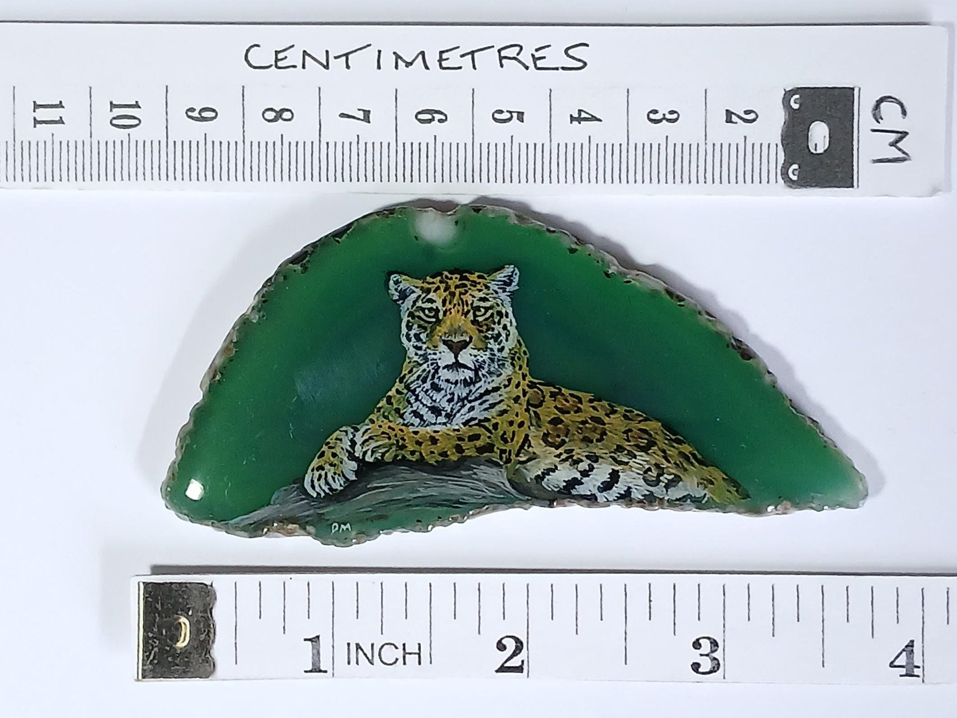 Jaguar Painting on Agate Slice