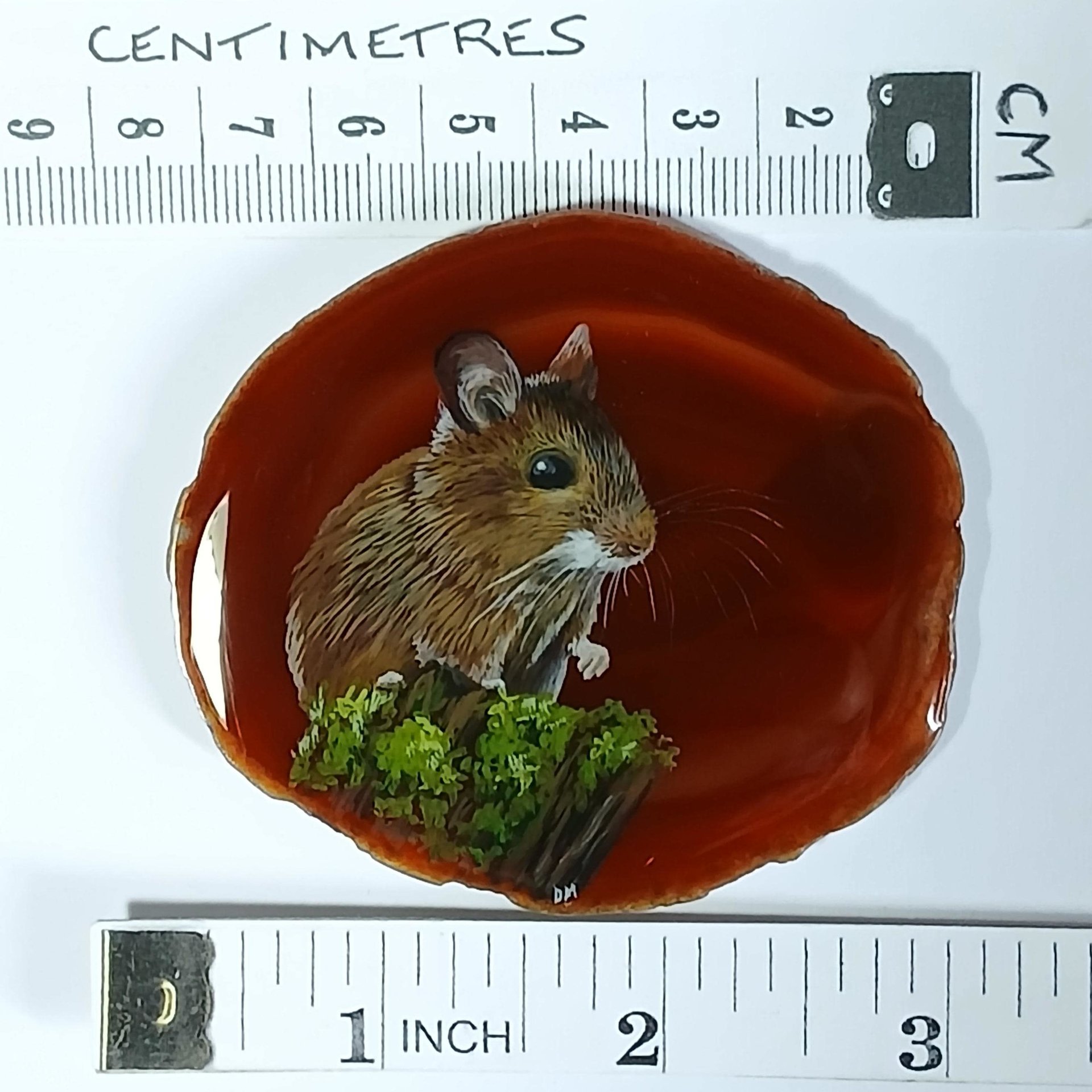Wood Mouse Painting on Agate
