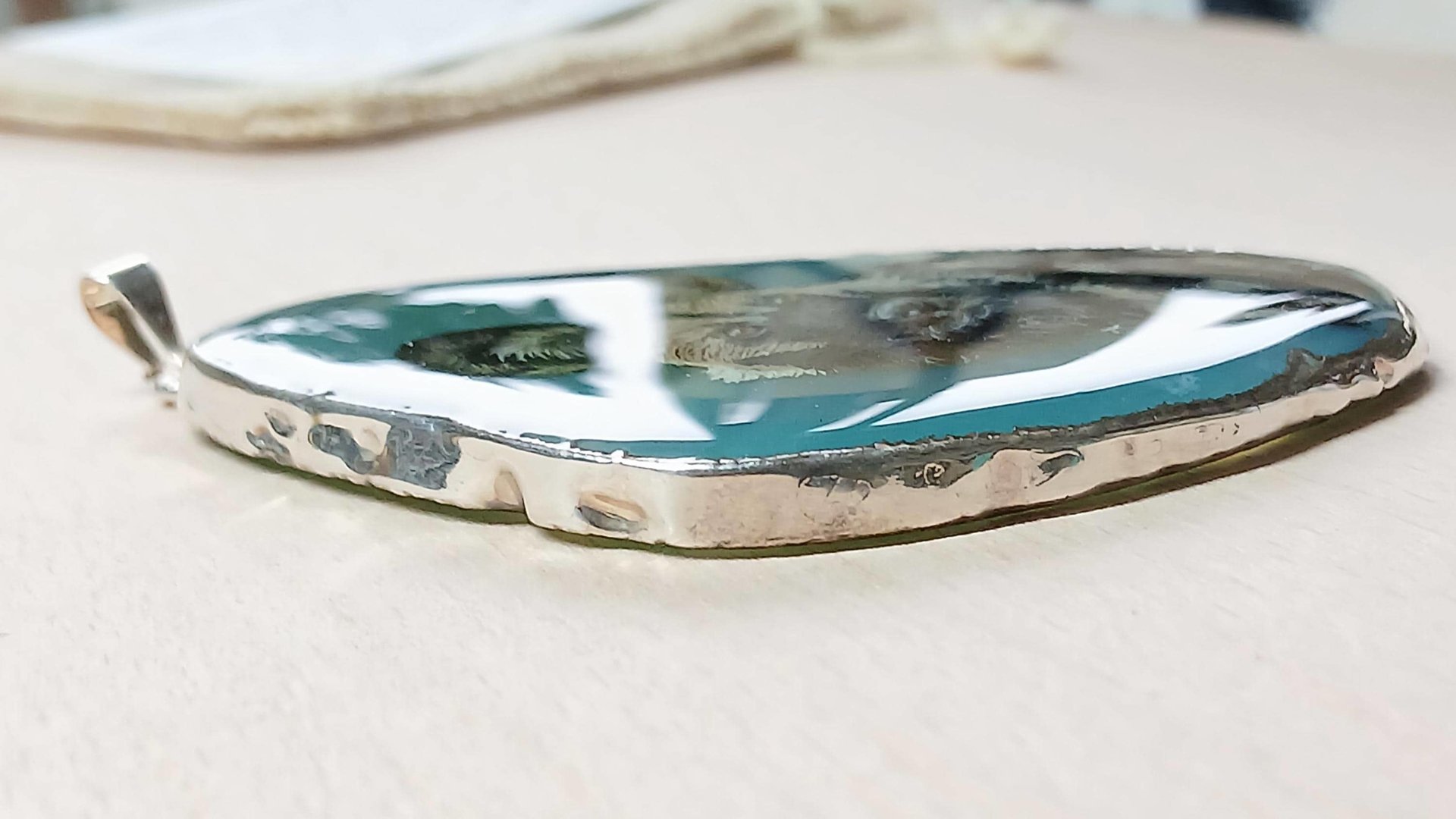 African Painted Dog Hand Painted Agate Pendant, African Wild Dog Pendant