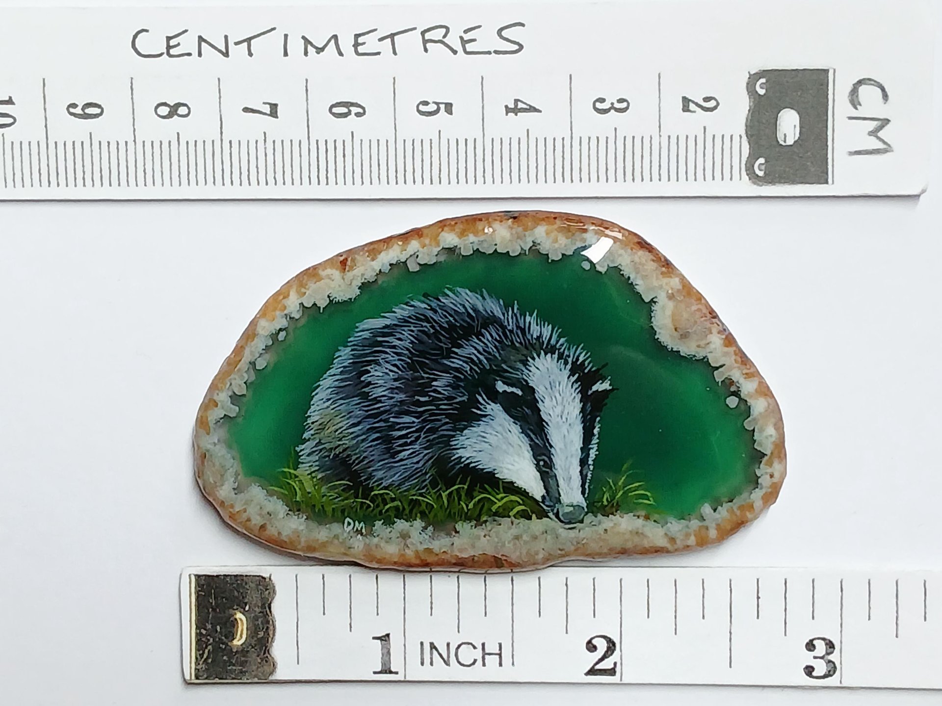 Badger Hand Painted on to Agate