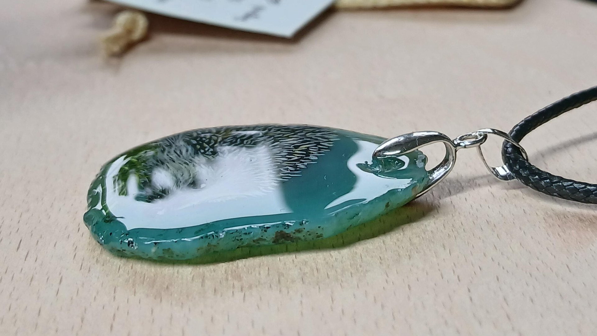 Hedgehog Hand Painted Agate Pendant