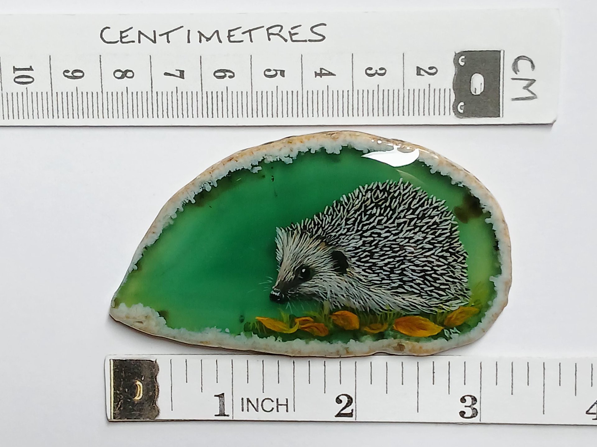 Hedgehog Painting on Agate, hedgehog gift