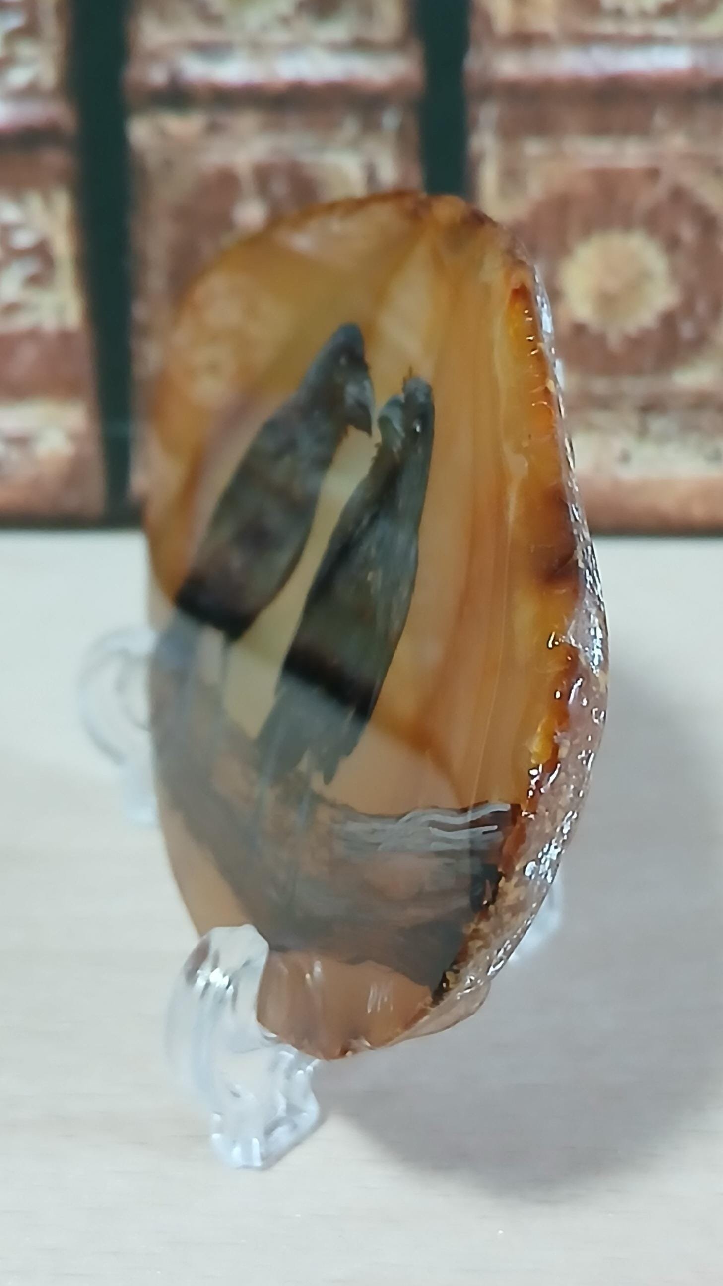 Ravens Hand Painted on to Agate Slice