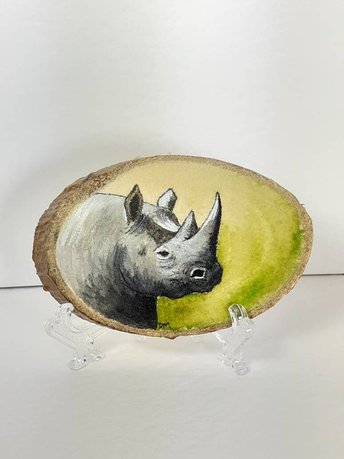Rhino Painting on Wood