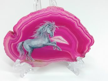 Unicorn Painting on Agate