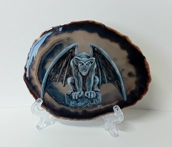 Gargoyle Painting on Agate