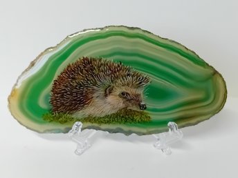 Hedgehog Painting on Agate