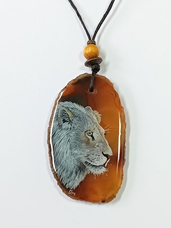 White Lion Agate Pendant