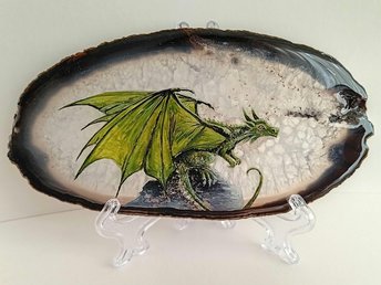 Dragon Painting on Agate