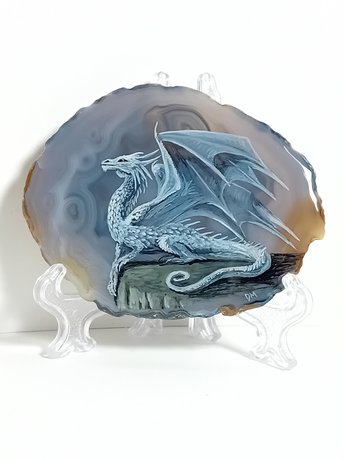 Dragon Hand Painted on to Agate